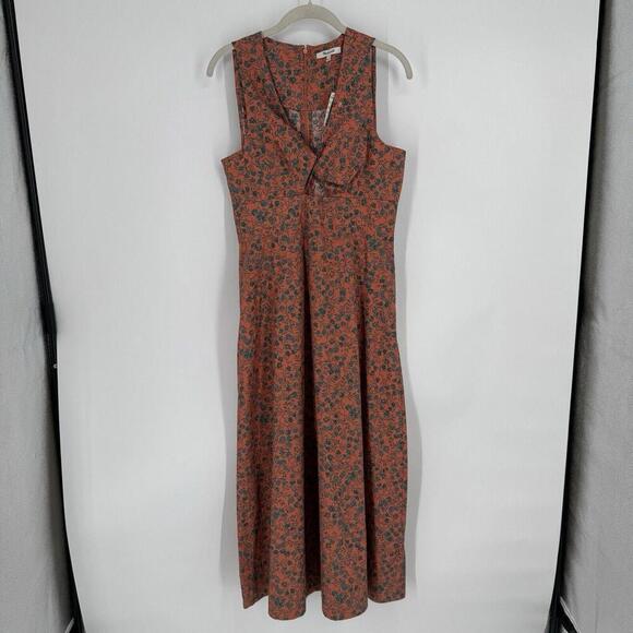 Madewell dress womens small S orange stephanie maxi keyhole spring easter beach - Picture 2 of 7